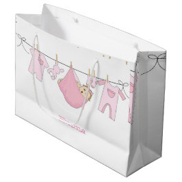 Bolsa De Regalo Grande ilustracion rosa chiquito negro Baby Shower