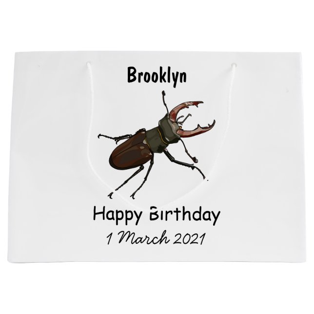 Bolsa De Regalo Grande Ilustracion Stag beetle personalizado (Anverso)