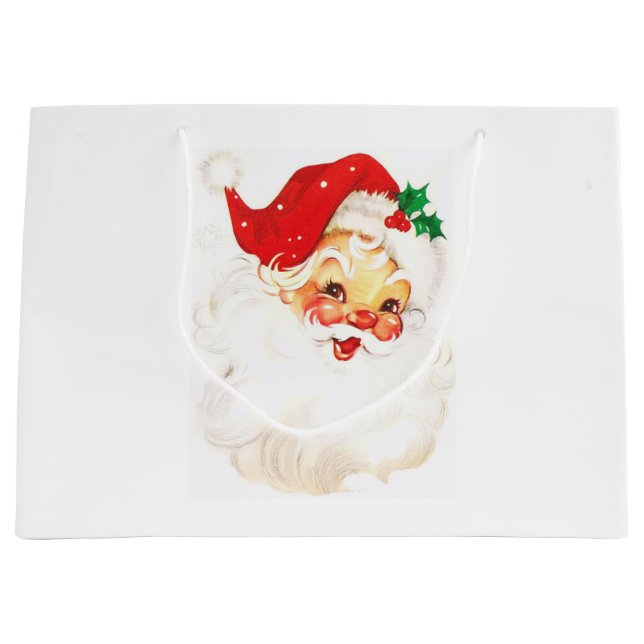 Bolsa De Regalo Grande Ilustracion Vintage Santa Claus (Anverso)