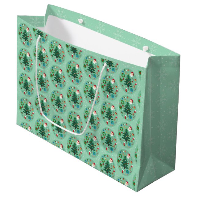 Bolsa De Regalo Grande Ilustraciones de Navidad Fiesta (Angulo Anverso)