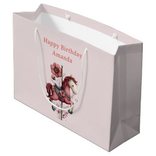 Bolsa De Regalo Grande Imagen de caballo de carrusel caprichoso de cumple
