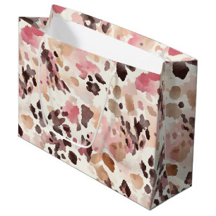 Bolsa De Regalo Grande Impresión animal de leopardo de crema marrón rosad
