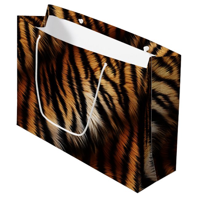 Bolsa De Regalo Grande Impresión animal de tigres negros naranja (Angulo Anverso)