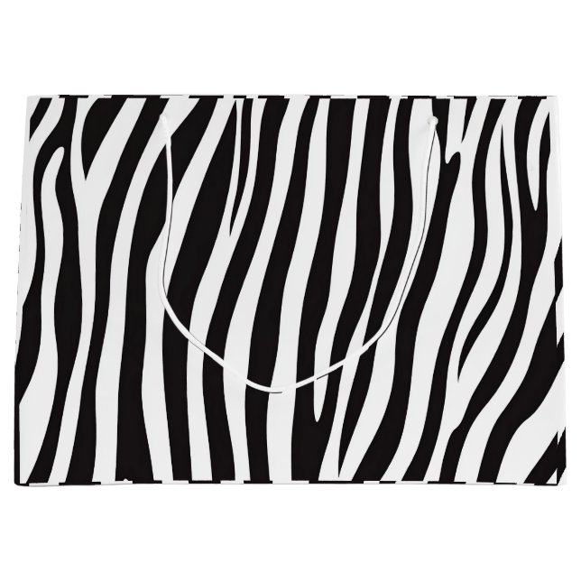Bolsa De Regalo Grande Impresión de animales de cebra en blanco y negro (Anverso)