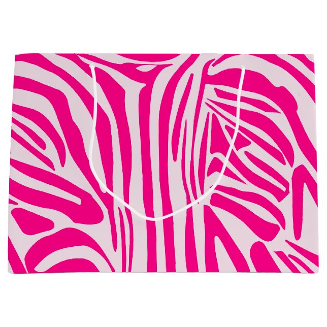 Bolsa De Regalo Grande Impresión de cebra rosa (Anverso)