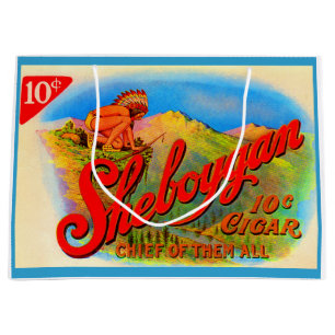 Bolsa De Regalo Grande Impresión de la etiqueta de cigarros de Sheboygan