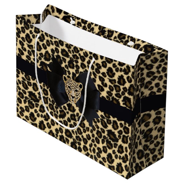 Bolsa De Regalo Grande Impresión de leopardo (Angulo Anverso)