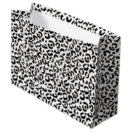 Bolsa De Regalo Grande Impresión de Leopardo Blanco Negro