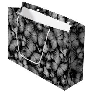 Bolsa De Regalo Grande Impresión de mariposas grises