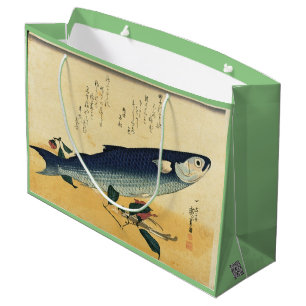 Bolsa De Regalo Grande Impresión de pescado japonés de Bora (Mullet gris)