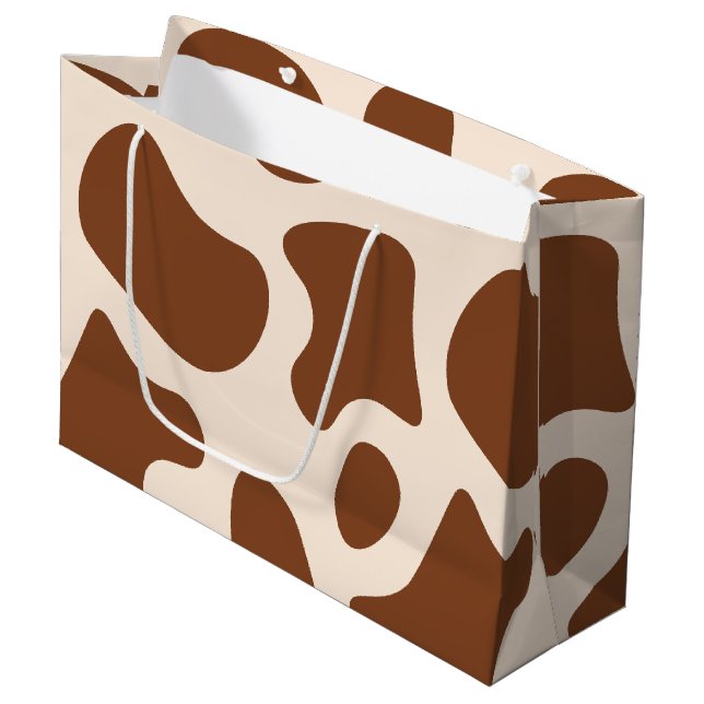 Bolsa De Regalo Grande Impresión de vaca rosa y marrón (Angulo Anverso)