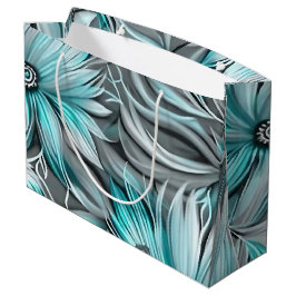Bolsa De Regalo Grande Impresión floral azul Verde azulada