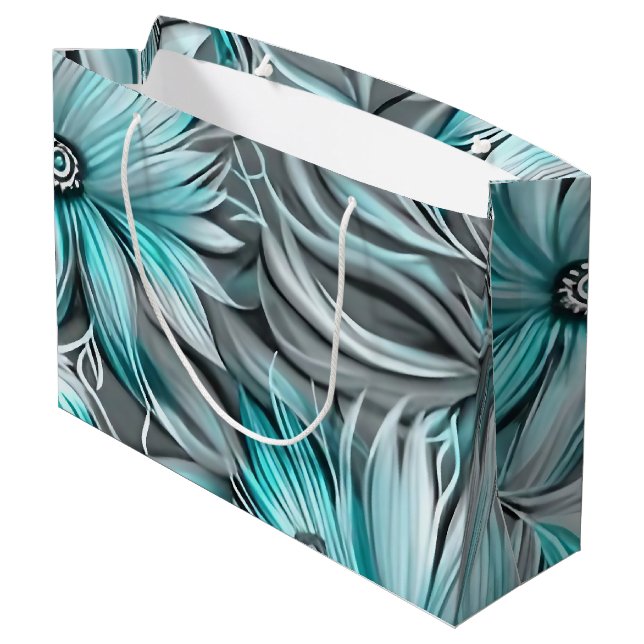 Bolsa De Regalo Grande Impresión floral azul Verde azulada (Angulo reverso)