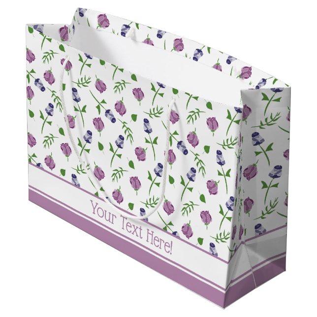 Bolsa De Regalo Grande Impresión floral rosa rosa rosa rosa morado bonito (Angulo reverso)
