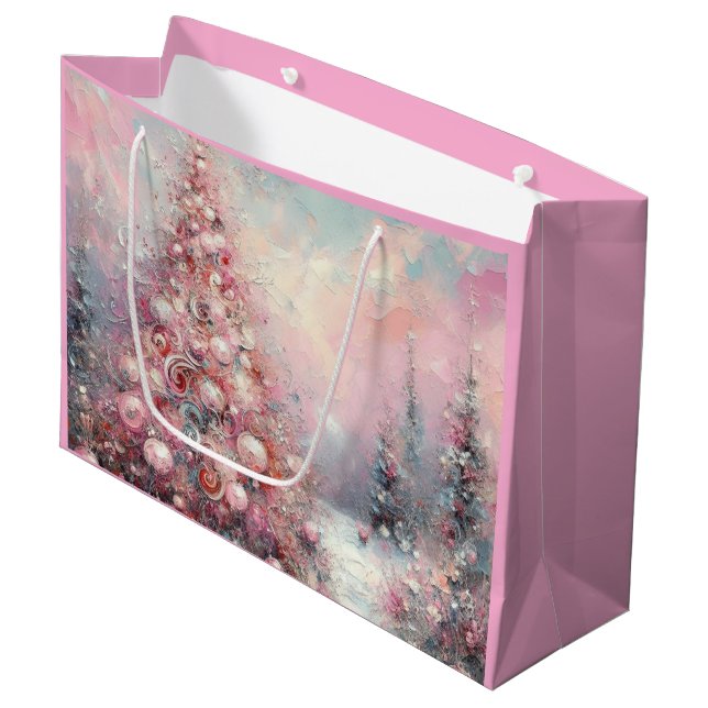 Bolsa De Regalo Grande Impresionante Árbol de Navidad Rosa Azul (Angulo Anverso)