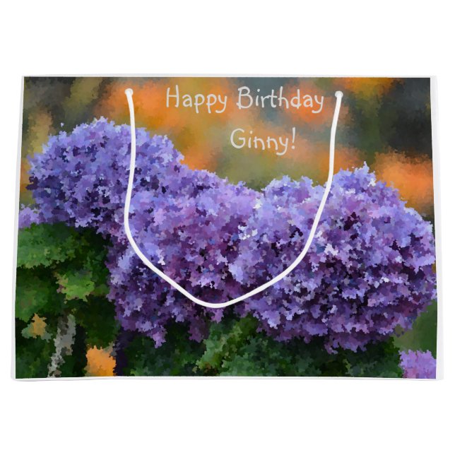 Bolsa De Regalo Grande Impresionante Hydrangea Feliz cumpleaños (Anverso)