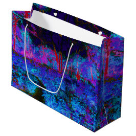 Bolsa De Regalo Grande Impresionante paisaje azul oscuro y jardín rojo