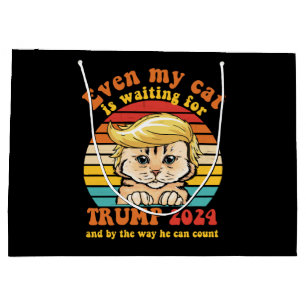 Bolsa De Regalo Grande Incluso mi gato está esperando la ropa de Trump 20