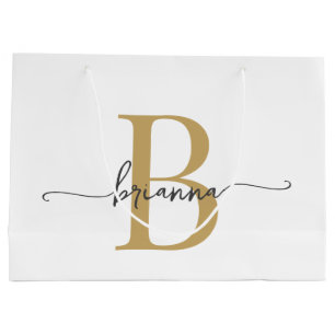Bolsa De Regalo Grande Inicial de monograma con estilo de letra script mo