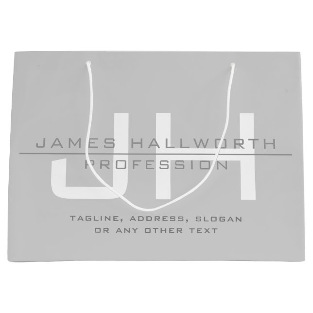 Bolsa De Regalo Grande Iniciales monogramadas modernas (u otro texto) gri (Anverso)