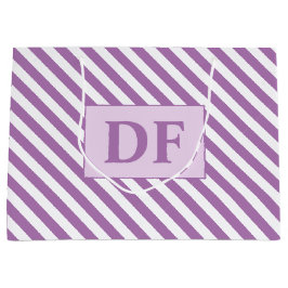 Bolsa De Regalo Grande Iniciales personalizados Rayas moradas/blancas