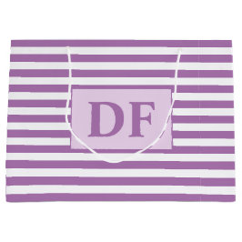 Bolsa De Regalo Grande Iniciales personalizados Rayas moradas/blancas