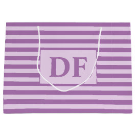 Bolsa De Regalo Grande Iniciales personalizados Rayas púrpuras
