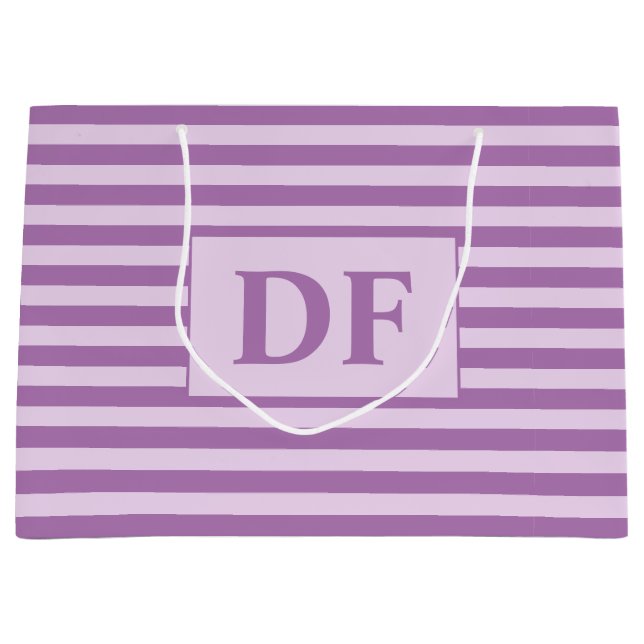 Bolsa De Regalo Grande Iniciales personalizados Rayas púrpuras (Anverso)