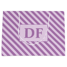 Bolsa De Regalo Grande Iniciales personalizados Rayas púrpuras