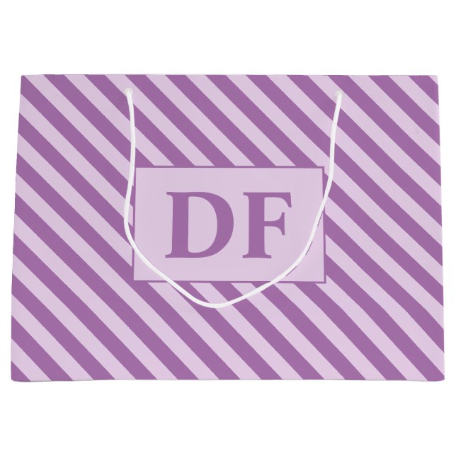 Bolsa De Regalo Grande Iniciales personalizados Rayas púrpuras (Anverso)