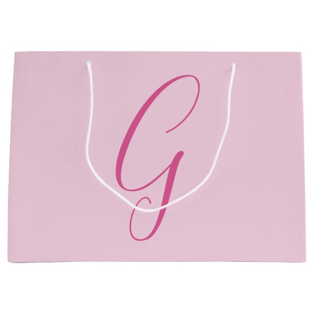 Bolsa De Regalo Grande Initial Letter Monogram Light Pink Plain Chic (Anverso)