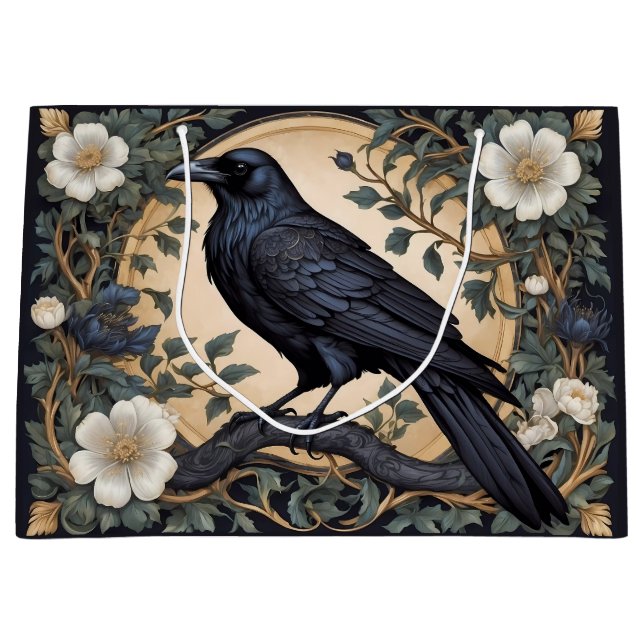 Bolsa De Regalo Grande Inspiración de Black Raven William Morris (Anverso)