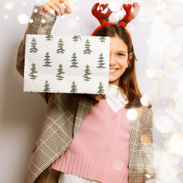 Bolsa De Regalo Grande Invierno de moda | Patrón de árbol de Navidad