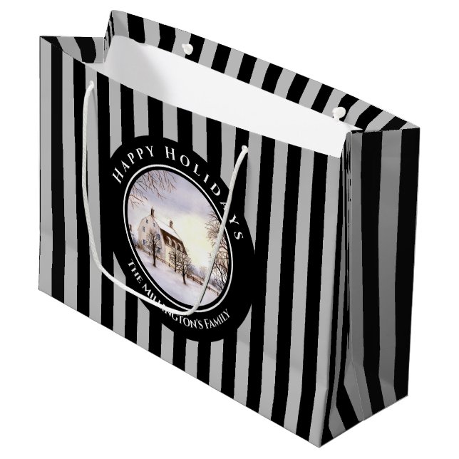 Bolsa De Regalo Grande Invierno en Nueva Inglaterra Navidades Círculo Gri (Angulo Anverso)