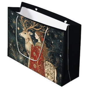 Bolsa De Regalo Grande Invierno encantado: La doncella y el Stag