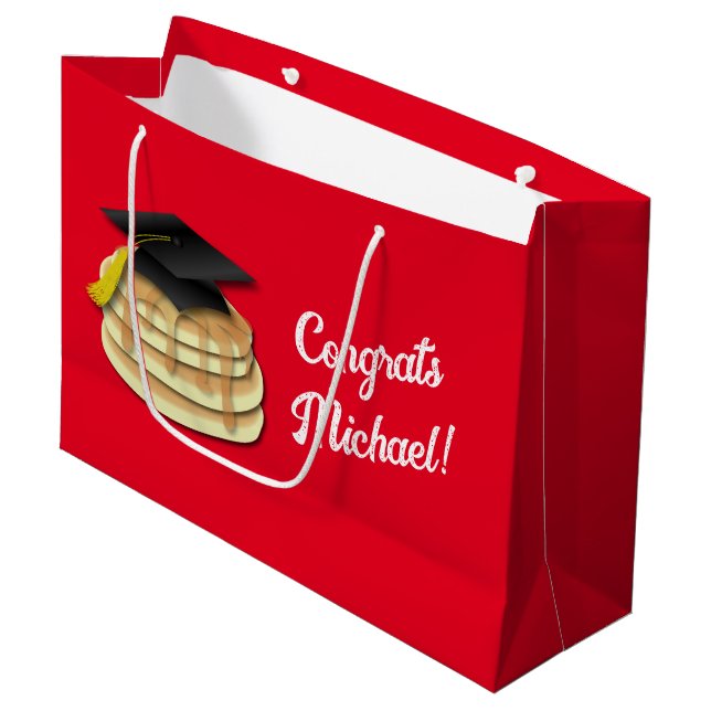 Bolsa De Regalo Grande Invitación a la fiesta de graduación de Pancake Br (Angulo Anverso)