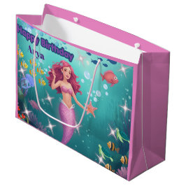 Bolsa De Regalo Grande Invitación de cumpleaños personalizada de sirena