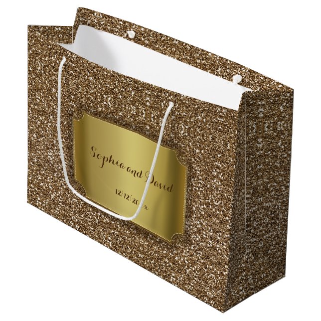 Bolsa De Regalo Grande Invitaciones de boda | Personalizado Purpurina de  (Angulo Anverso)