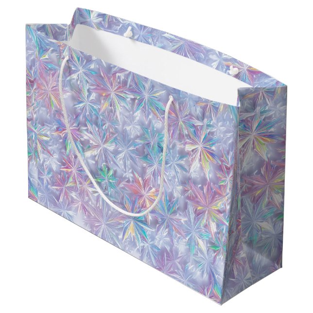 Bolsa De Regalo Grande Iridescent shimmering snowflakes pattern (Angulo reverso)