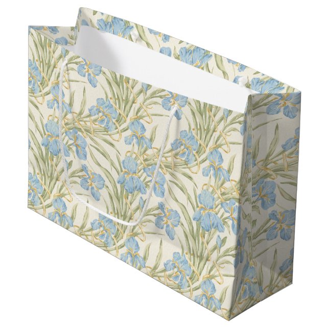 Bolsa De Regalo Grande Iris azul vintage de moda (Angulo Anverso)