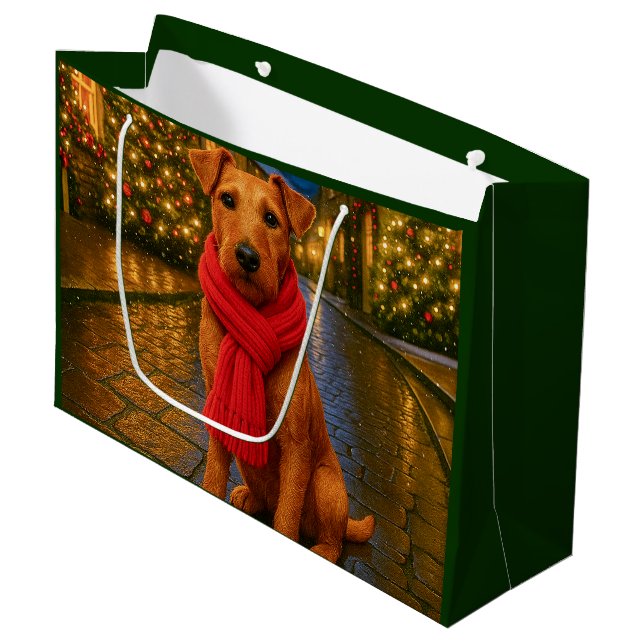 Bolsa De Regalo Grande Irish Terrier Holiday  (Angulo Anverso)