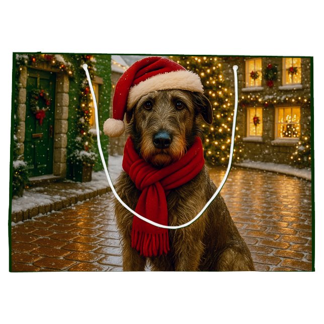 Bolsa De Regalo Grande Irish Wolfhound Holiday  (Reverso)