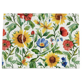 Bolsa De Regalo Grande Italian Blue Red Yellow Sunflowers Floral Birthday