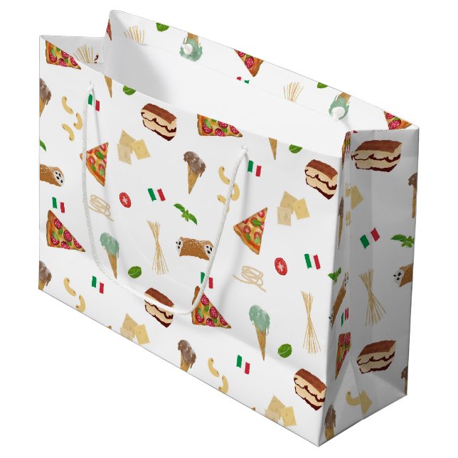 Bolsa De Regalo Grande Italian Food Pizza Pasta Tiramisu Pattern (Angulo Anverso)