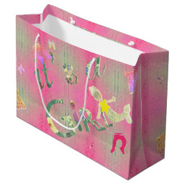 Bolsa De Regalo Grande "It's a chica" Color floral rosa ilustrado Lrg.