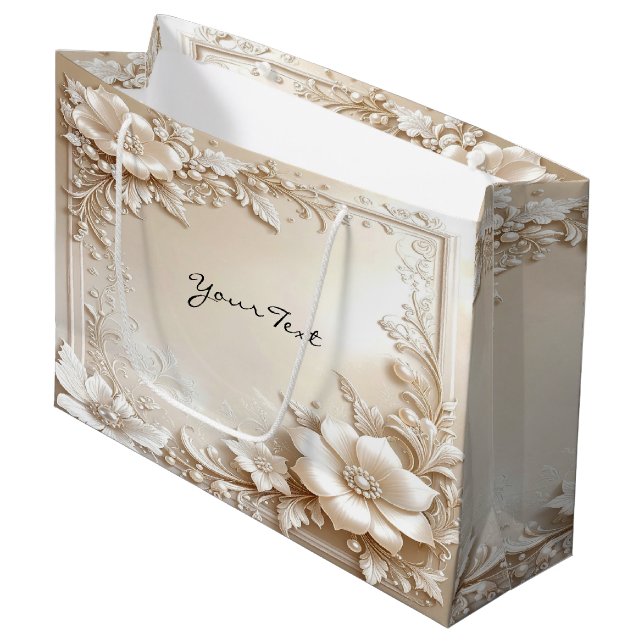 Bolsa De Regalo Grande Ivory Flowers Gift Bag (Angulo Anverso)