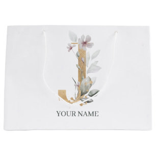 Bolsa De Regalo Grande J Monograma Floral Personalizado