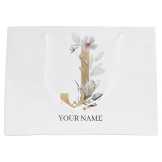 Bolsa De Regalo Grande J Monograma Floral Personalizado