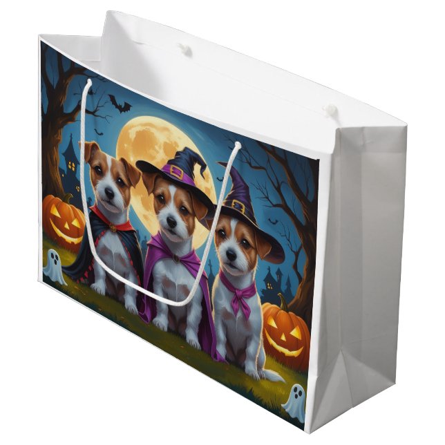 Bolsa De Regalo Grande Jack Russell Dogs Pumpkin Halloween Funny (Angulo Anverso)