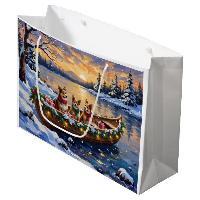 Bolsa De Regalo Grande Japanese Chin Christmas Boat Holiday (Angulo Anverso)